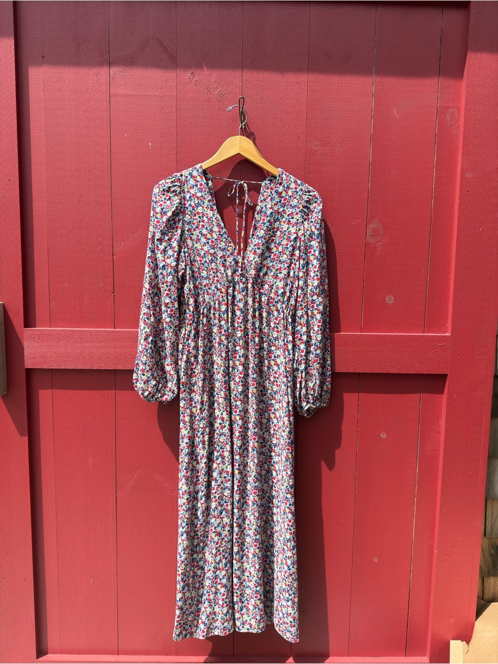 H&M Floral Maxi Dress - White with Pink & Blue Flowers